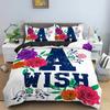 Beautiful Flowers Love Duvet Cover Set For Bedroom Decor Luxury Bedding Set English Letters Background King Bedclothes 3Pcs