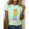 Women's printed short-sleeved T-shirt - Soft round-neck casual top, suitable for daily wear and various themed occasions