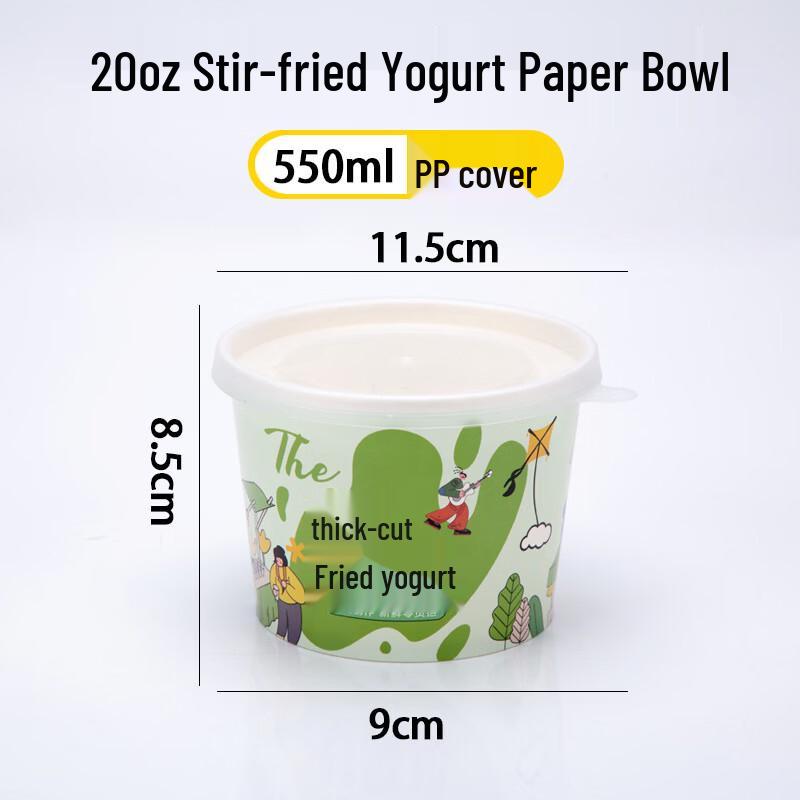 

Handon 20oz Disposable Fried Yogurt Paper Bowls with Lids