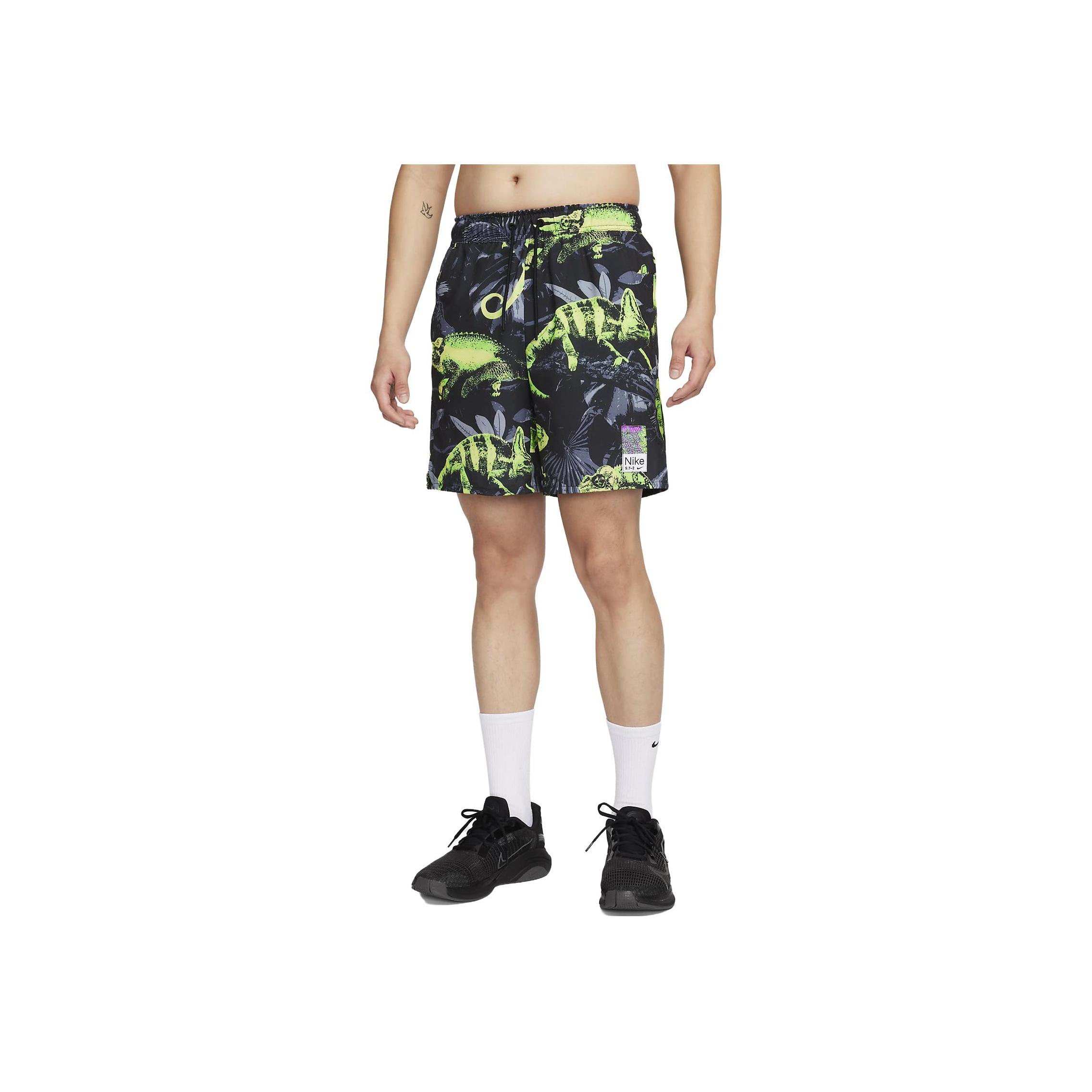 

Nike Dri-Fit Unlimited Studio 72 Print Quick-Dry Unline Woven Training Shorts Men Bottoms Volt-Green Yellow FB7981-337 XXL