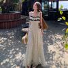 Paris Rose Lace Splicing Suspender Skirt Early Spring Design Dress Vacation Dress
