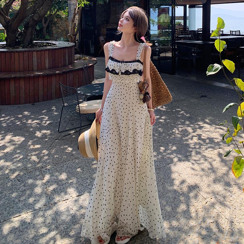 Paris Rose Lace Splicing Suspender Skirt Early Spring Design Dress Vacation Dress