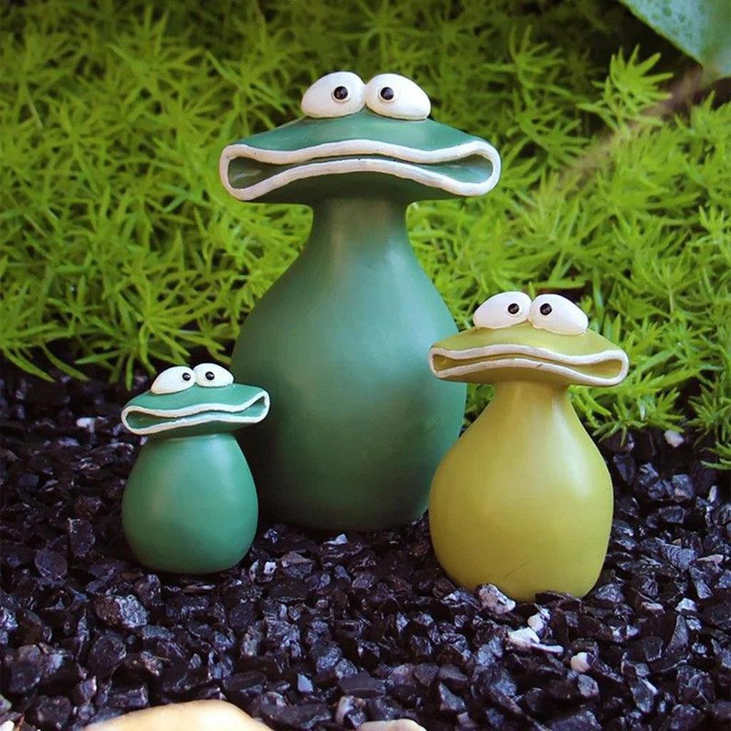 Frosch Gartenstatue 3-teilig Wetterfestes Harz Außen Großer Mund Frosch Hoffiguren für Innen Außen Hof Terrasse Hinterhof
