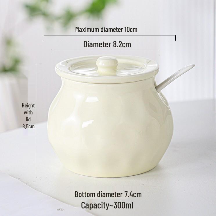 

High-Temperature Resistant Ceramic Lard Jar with Lid & Filter Screen, Food-Grade Oil and Chili Oil Storage Pot