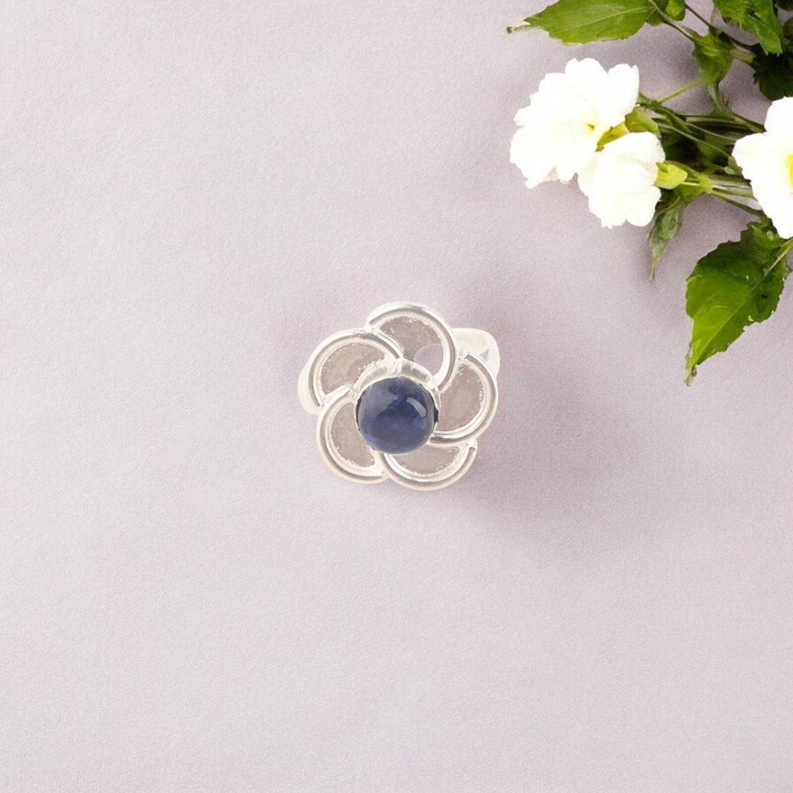 

Natural Sodalite Gemstone Ring 925 Sterling Silver Handmade Jewelry Gift For Her RR-51-27 13