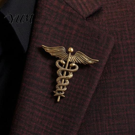 Sweater Brooch Pin Angel Wing Entwined Snake Brooch, Vintage Alloy Lapel Collar Pin, Metal Badge Men Women Jewelry Accessories for Suit Dress