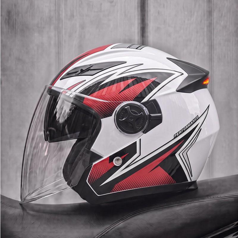 AD 3/4 Motorcycle Helmet Men Women 3C Certified Half Face With LED Light Commuting All Season