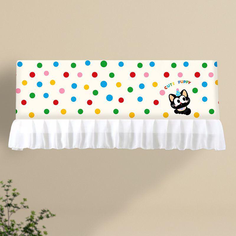 Air Conditioner Wind Deflector: Prevents Direct Blowing with Cute Print, Fits Hanging Units, Fully Enclosed Dust Cover Included.