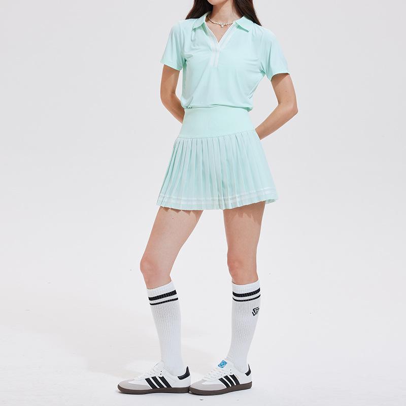 Damen Quick-Dry Tennis & Golf V-Ausschnitt Kleid mit Taschen - Anti-Exposure Fitness Rock Set