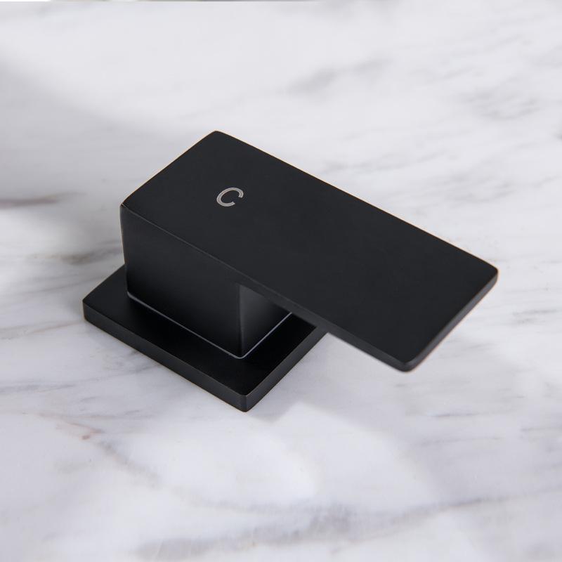 Waterfall Bathroom Basin Faucet Brushed Gold/Black Deck Mounted Hot and Cold Water Mixer Sink Tap Dual Handle Bathtub Tap