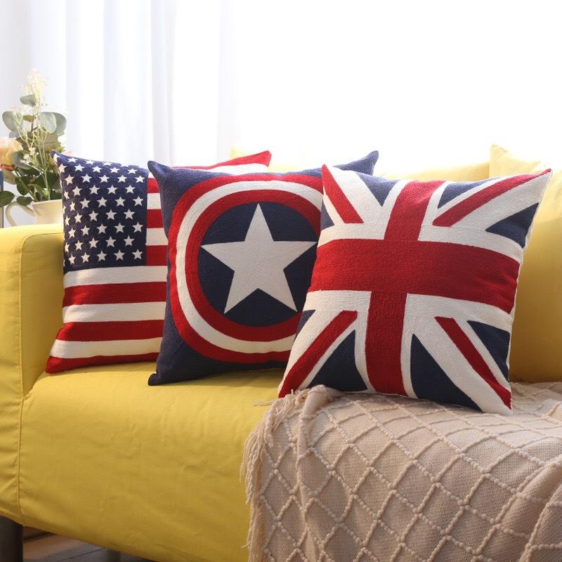 Sofa Pillow Case Does Not Include Pillow Core Living Room European-style Rice-shaped National Flag Mediterranean Bay Window Pillow British Style
