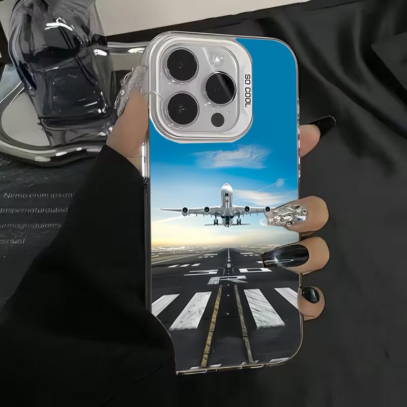 Cool aircraft runway take-off Phone case iPhone 15 Pro Max 11 12 13 16 14 Plus Silicone Shockproof Case Lens protector shell