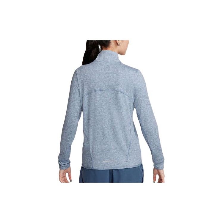 Nike Solid Color Logo Knit Long Sleeve T-Shirt Women Tops Sky-Blue FB4317-440