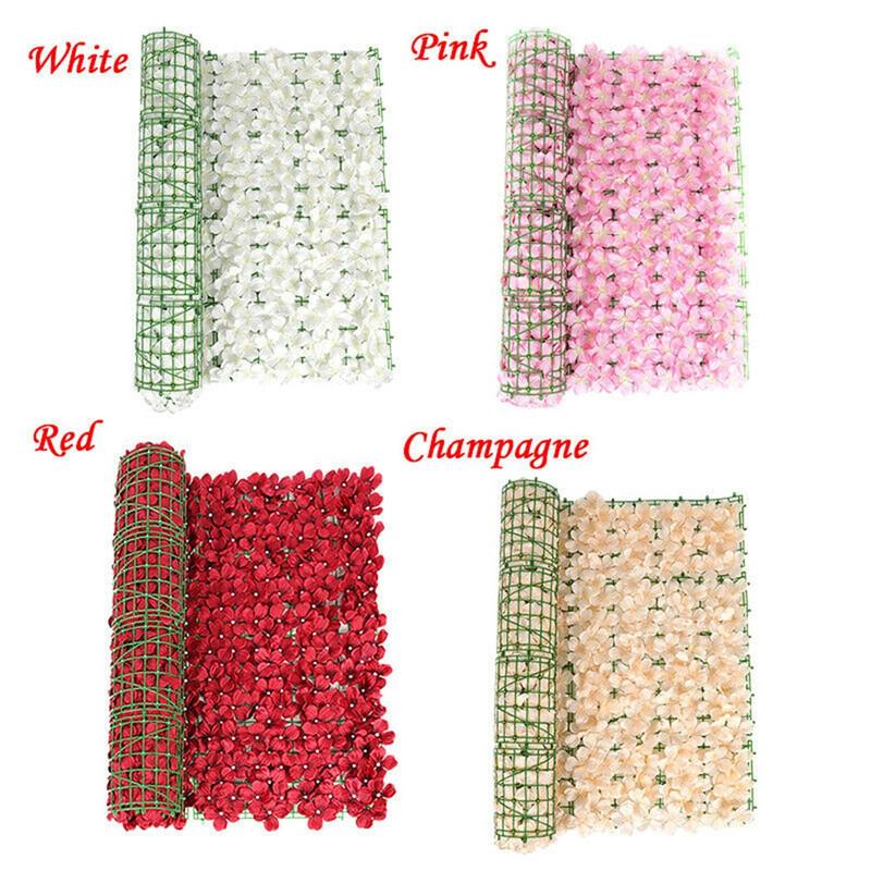 1M Fake Fence Trellis Wall Decoration Artificial Flower Privacy Fence Screen Outdoor Garden Balcony Hedge Home Wedding Decor