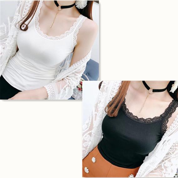 Summer sling vest women's large size slim fit, spring and autumn outer wear, lace edge sling inside