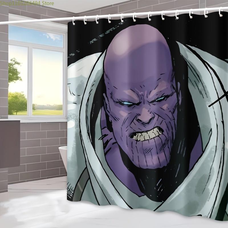 1pc Thanos Shower Curtain - Polyester Bathroom Decor with Hooks, Machine Washable, Vibrant Cartoon Artwork & Detailed Illustra