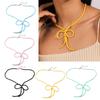 Vintage Design Niche Cold Wind Exaggerated  Beads Bowknot Necklace Clavicle Chain Female Colored Rice Bead Jewelry