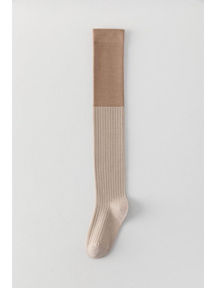 Japanese Academy Style Black & Gray Over-the-Knee Striped Slimming Socks for Women - Autumn/Winter