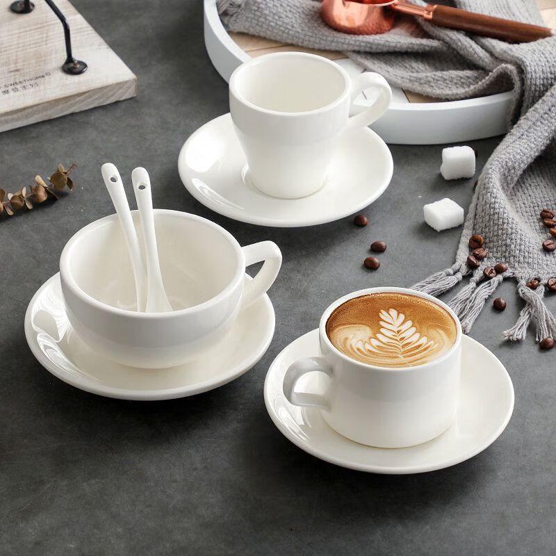 Thickened Pure White Ceramic Espresso Cup and Saucer Set