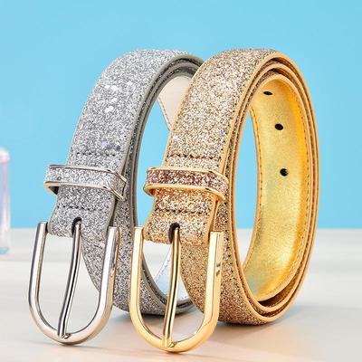 Cintura PU in Finta Pelle Dorata Stile Coreano alla Moda da Donna