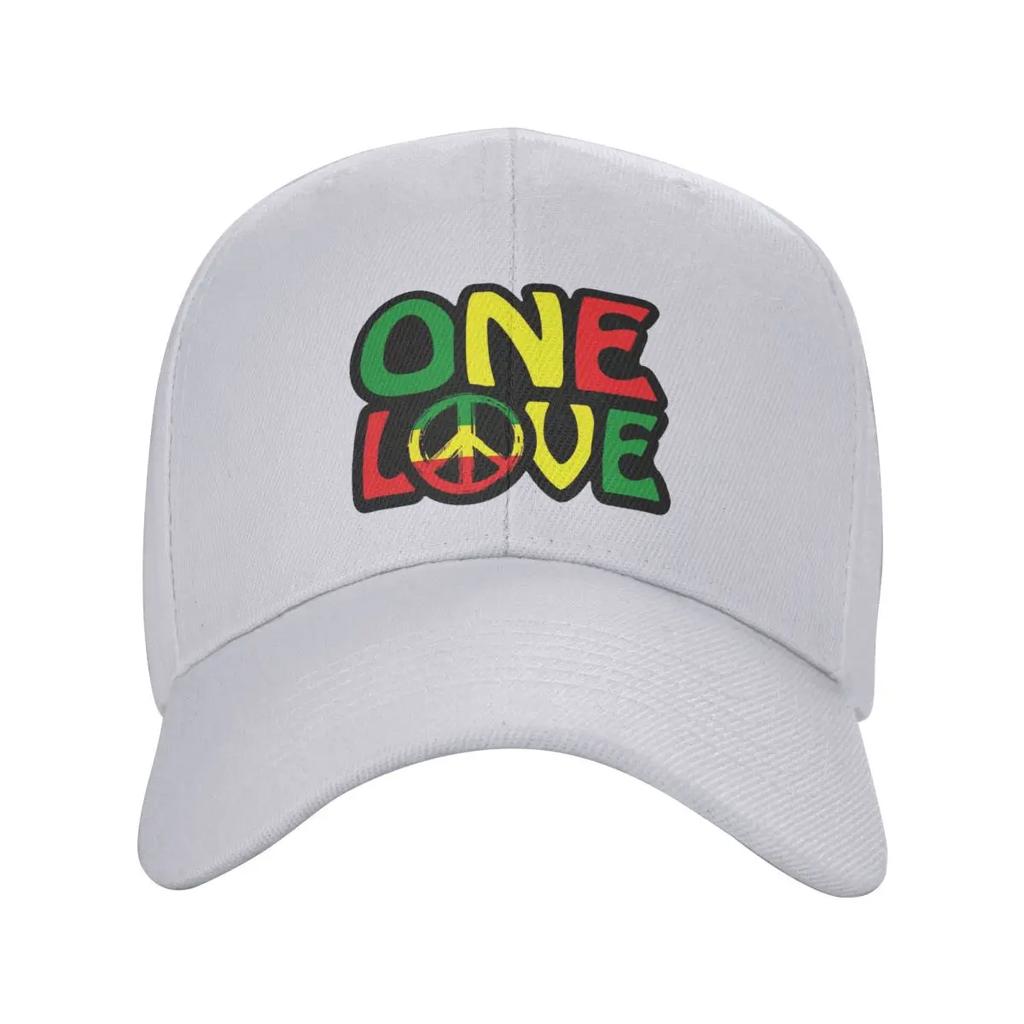 Custom Fashion Unisex ONE LOVE With Peace Symbol Baseball Cap Adult Jamaican Reggae Adjustable Dad Hat Unisex Sports Snapback Caps