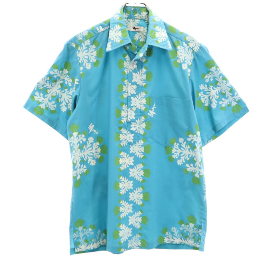 MAMOHOWELL Short sleeve Aloha shirt Blue pullover Men's Used