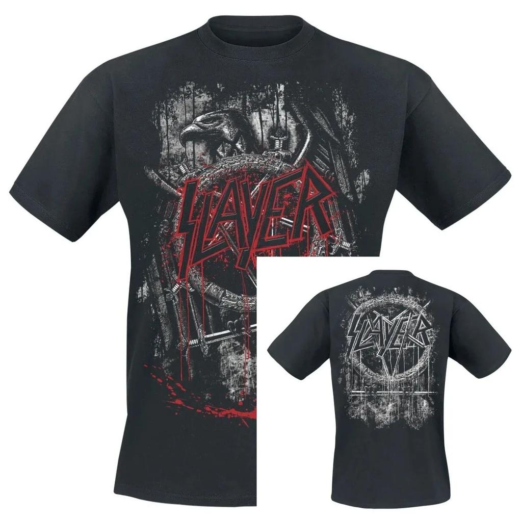 Slayer Pentagram Schedel Slang Verweerd Thrash Metal Band Unisex Zwaar Katoen Oversized Streetwear T-shirt