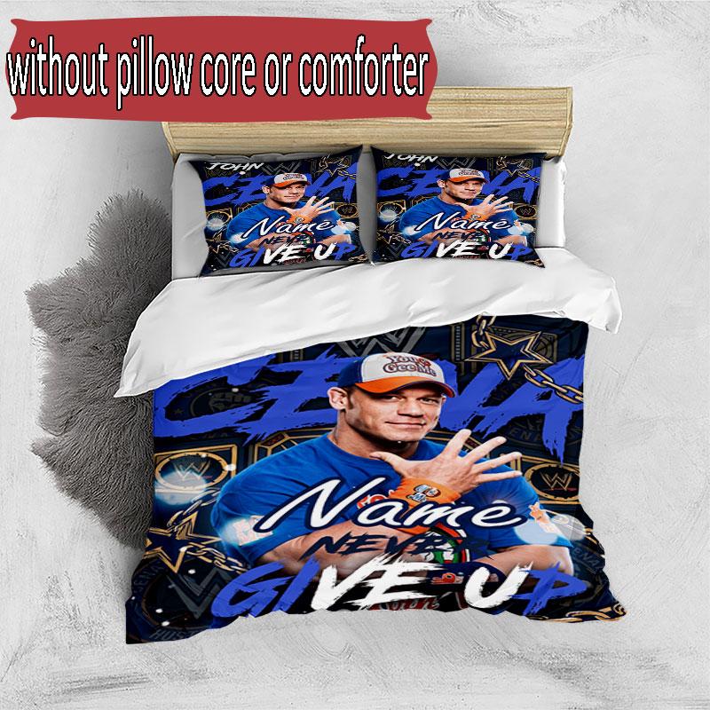 3-teiliges Bettbezug-Set (1 * Bettbezug + 2 * Kissenbezug, ohne Kern), Maßgeschneidertes Bettwäscheset mit John Cena Muster, Geschenk für Schlafzimmerdeko