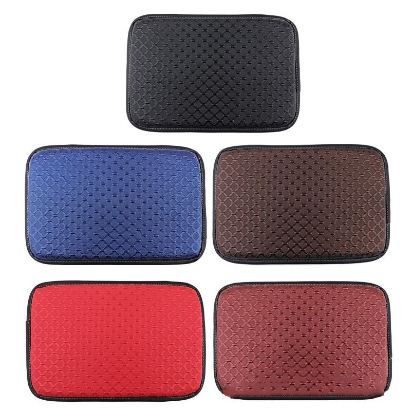 Universal PU Leather Car Armrest Pad Cover Center Console Woven Texture Cushion Sweat-proof Scratch-proof Auto Armrest