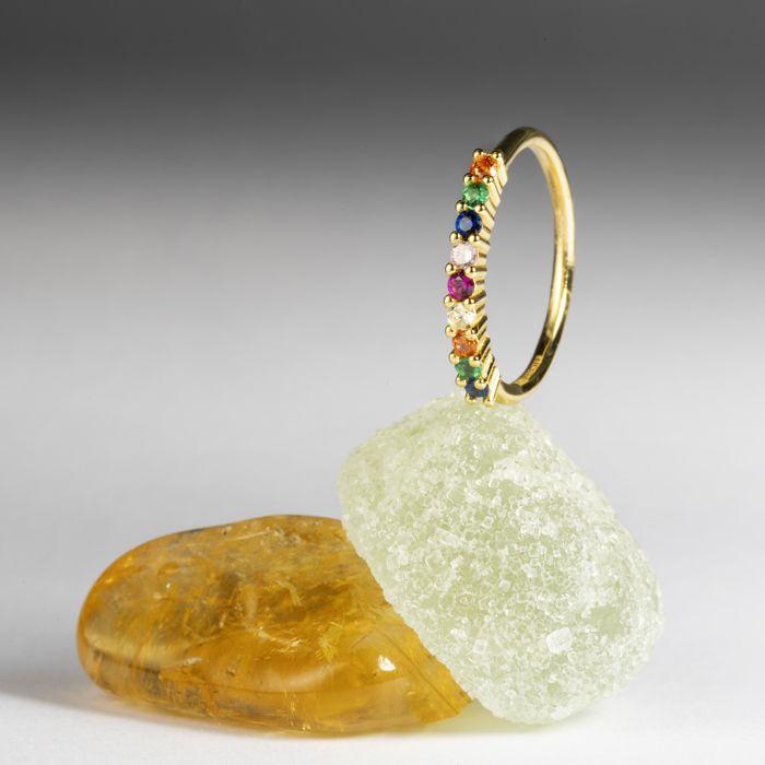 Bague - LUXENTER - Giloth - Argent 925 - Zircon multicolore - Or jaune 18K