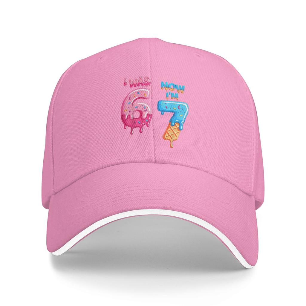 Funny 7 Year Old Birthday I Was 6 Now I'm 7 6 7 Baseball Cap Unisex Men Design Trucker Hat Summer Stylish Sun-Proof Snapback Cap