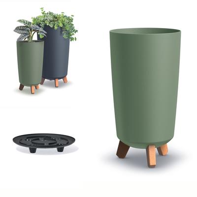 GRACIA TUBUS SLIM DGTL240 maceta con patas | Verde terroso