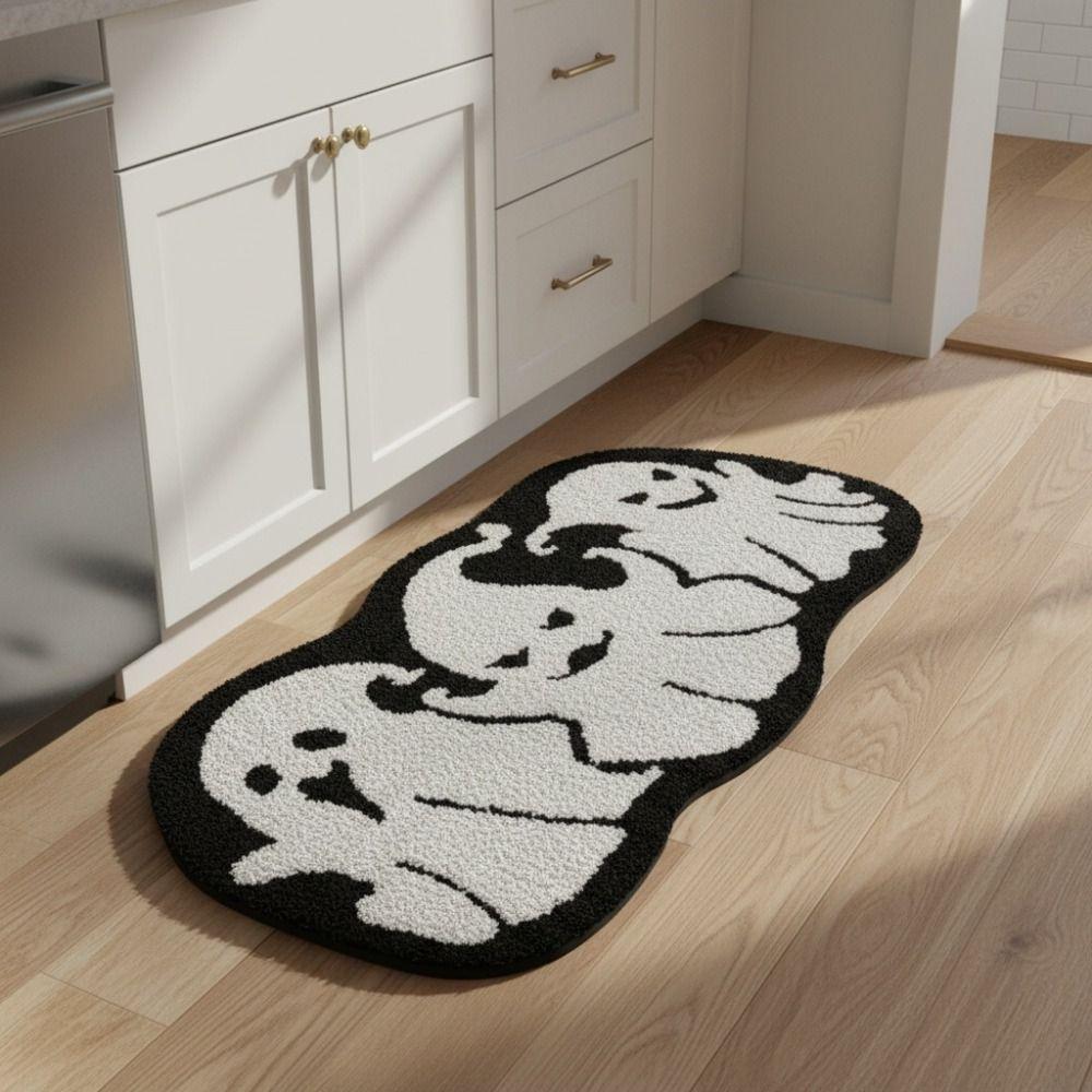 Water-absorbent Halloween Unwelcome Bat Doormat Faux Cashmere Halloween Decorative Carpet Bathroom