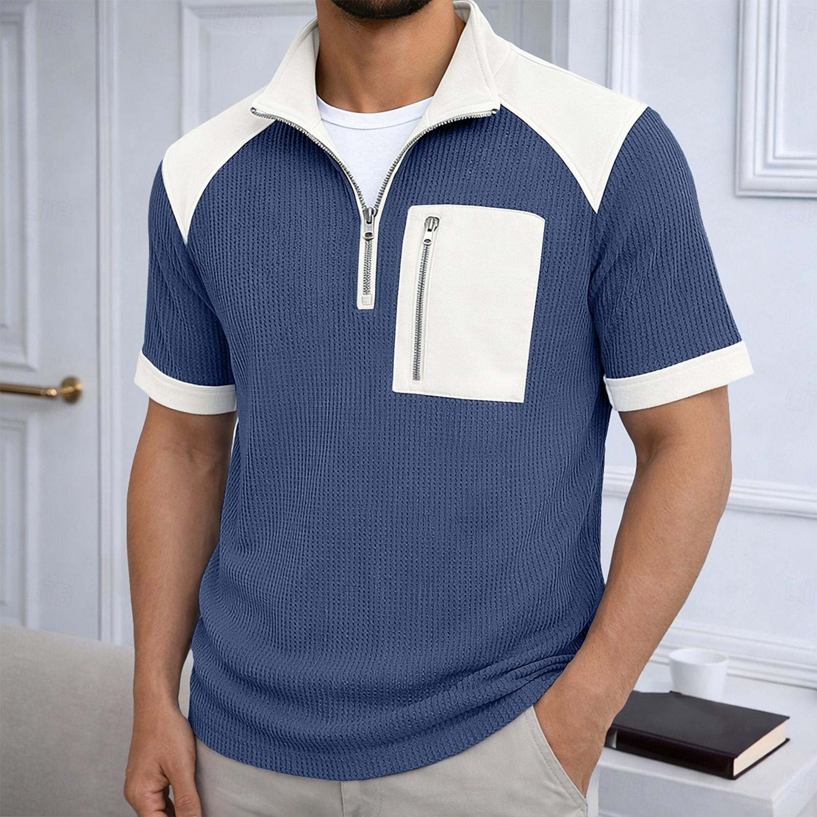 Мужская повседневная короткая футболка на молнии S