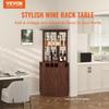 Corner Industrial Bar Cabinet, Wine Table for Liquor & Glasses, Sideboard Buffet Cabinet with Glass Holder, Freestanding Farmhouse Wood Coffee Bar