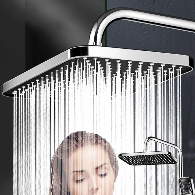 14 Inch Big Panel Large Flow Supercharge Ceiling Mounted Shower Head Set 3 Modes High Pressure Rainfall Shower Faucet Accessorie