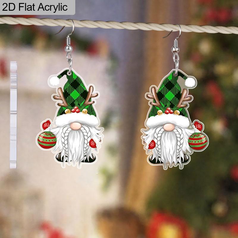 2D Flat Green Dwarf Antler Dangle Earrings, Lightweight Acrylic Material, Suitable for Women, Ideal for Party Gifts, Jewelry, and Christmas Gifts.