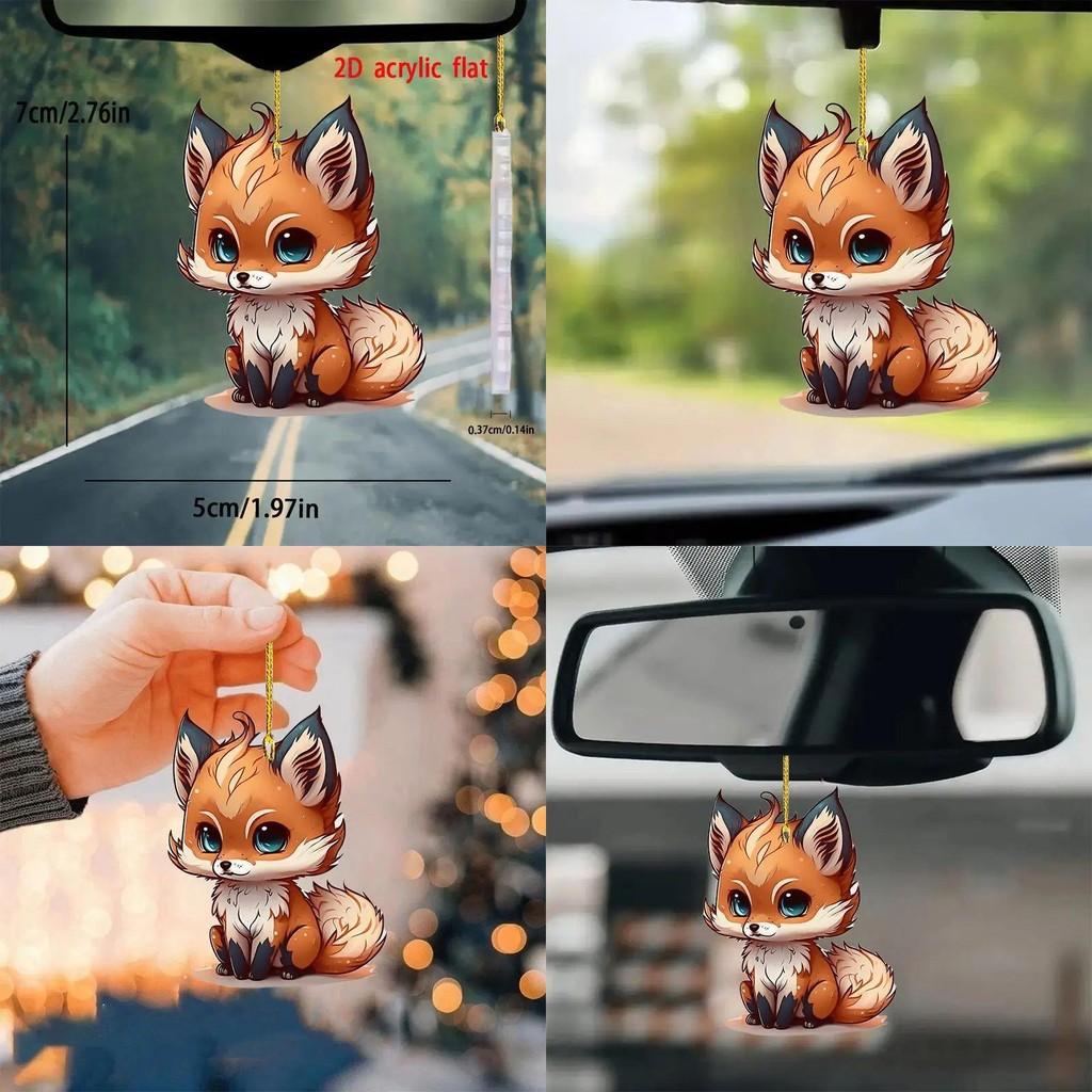 Cute Acrylic Fox Car Interior Decoration Hanging Pendant Charming Gift For Fox Lovers