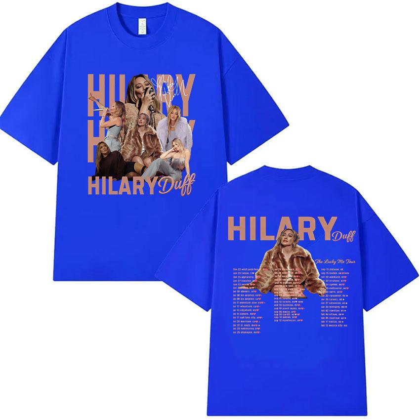 Hilary Duff The Lucky Me Tour 2026 Maglietta Grafica Unisex Donna Harajuku Retro Oversize Cotone Maglietta Abbigliamento Estetico Magliette