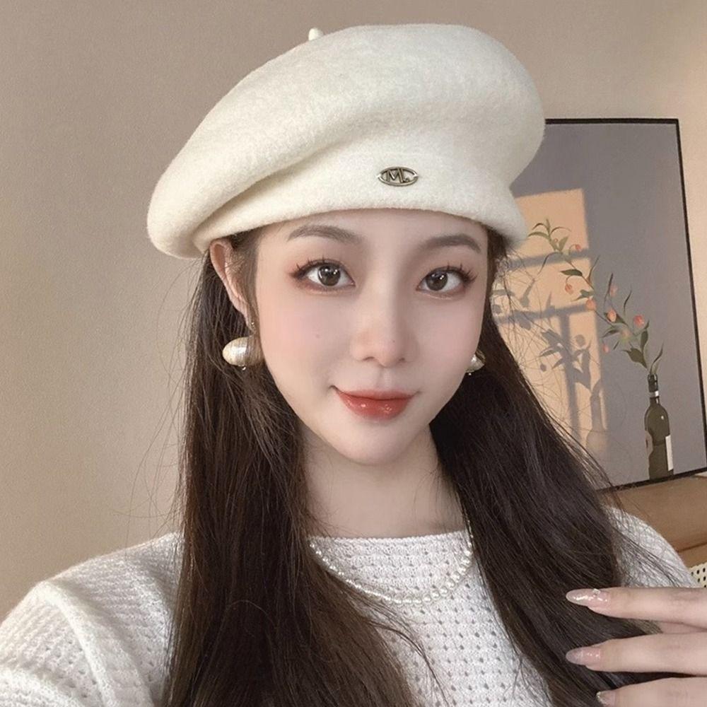 Retro Plain Cap Warm French Artist Hat Autumn Winter Wool Berets Hat  for Women