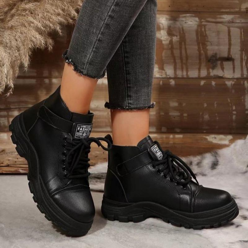 Fashion Winter Warm Plush Lined Women's Sneakers Casual Fashion High Top Women's Platform Shoes Lace Up Sneakers Zapatos De Mujer