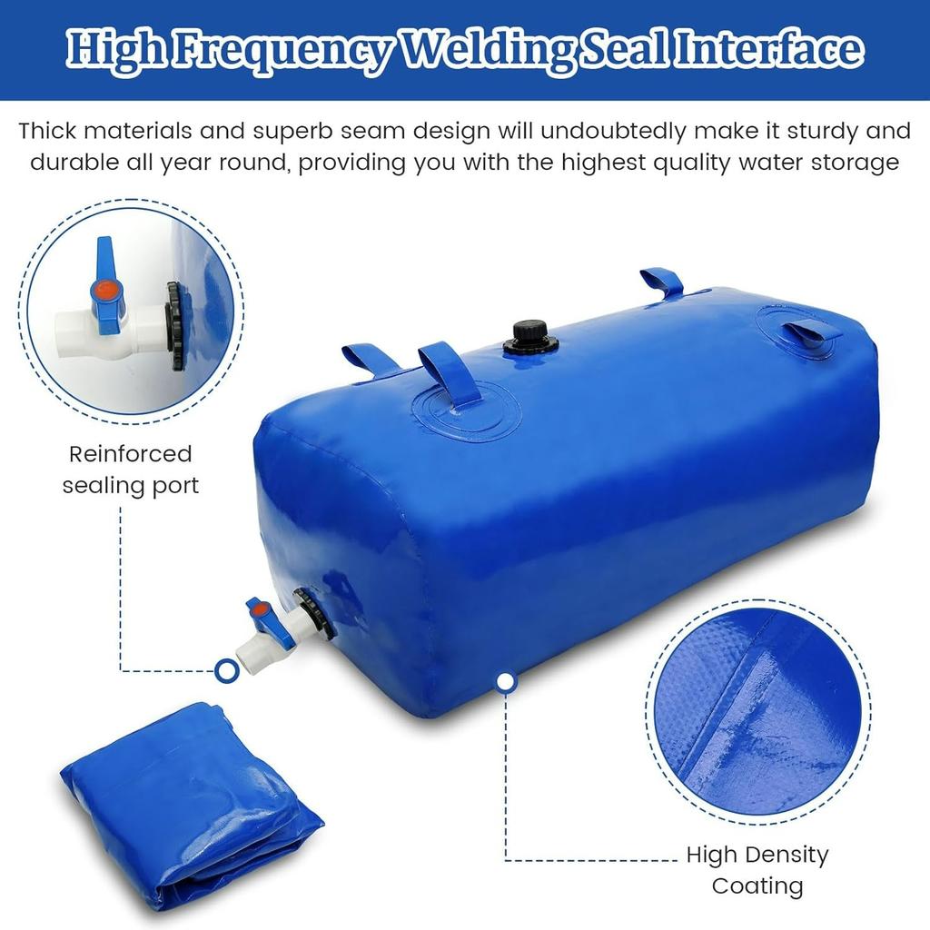 110LWater Container Collector Barrel Foldable Portable Pvc Water Bladder Tank with Inlet and Outlet Large Capacity Emergency Water Storage Tank Bag