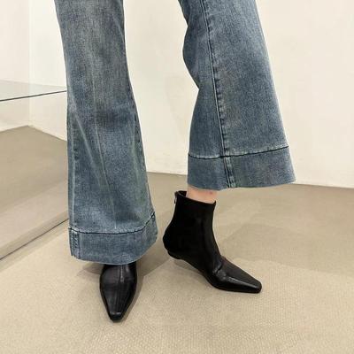 Chaussures pour femmes de haute qualité Bottines pour femmes Mode Fermeture éclair arrière Solide Bottes modernes Chaussures sexy à bout pointu pour femmes