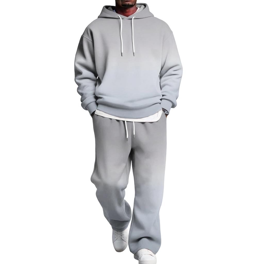 Set da uomo a 2 pezzi con felpa e pantaloni cargo con elastico in vita per abbigliamento casual