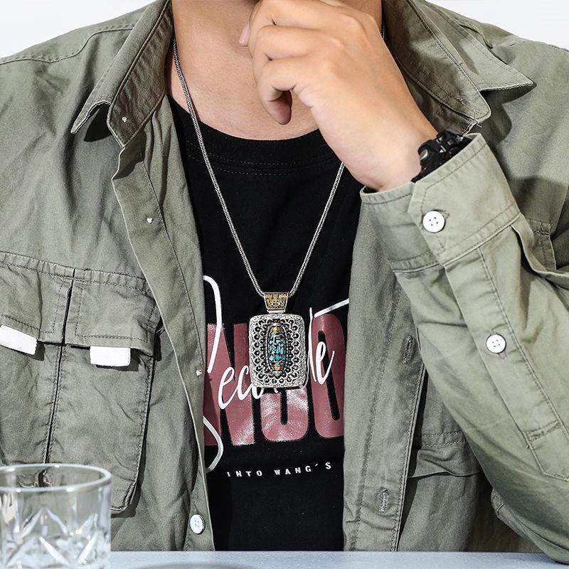 Halskette Retro Zehntausend Buddhas Chaozong Drehende Perlen Taotie Anhänger für Männer und Frauen