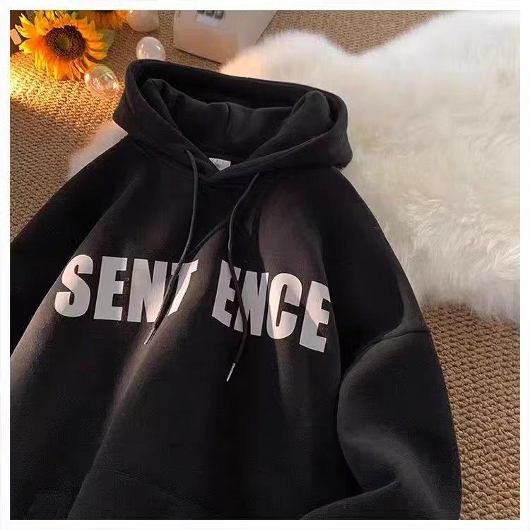 

Мужская толстовка с капюшоном весной и осенью, свободная и модная универсальная куртка с буквенным принтом, мужская толстовка с длинными рукавами, повседневный топ