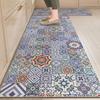Vintage Pattern Kitchen Oil Proof Water Proof Floor Mats Long Washable Dirt Resistant Crystal Velvet Carpets Home Decor Rugs