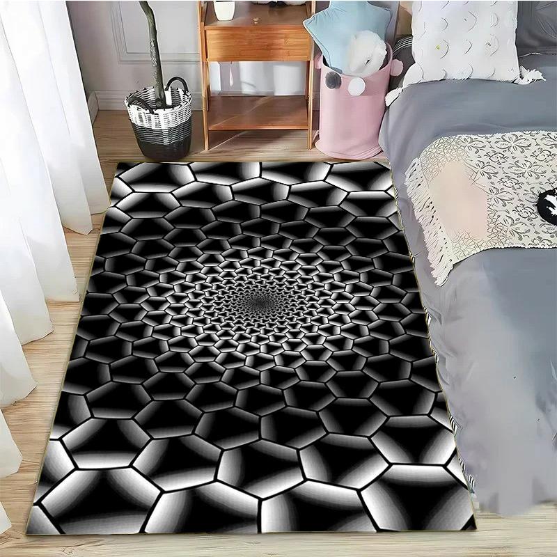 3D Vortex Illusion Area Carpet Rug for Living Room Decor Bedroom  Abstract Geometric Optical Vertigo Carpet Non-slip Floor Mat