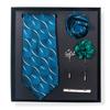 Tie Men'S Trend Net Color Striped Cashew Nut Tie 6-Piece Gift Box Square Scarf Tie Clip Corsage Set