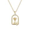 14K Gold-Plated S925 Sterling Silver Rose Necklace - Elegant French Collarbone Chain for Women